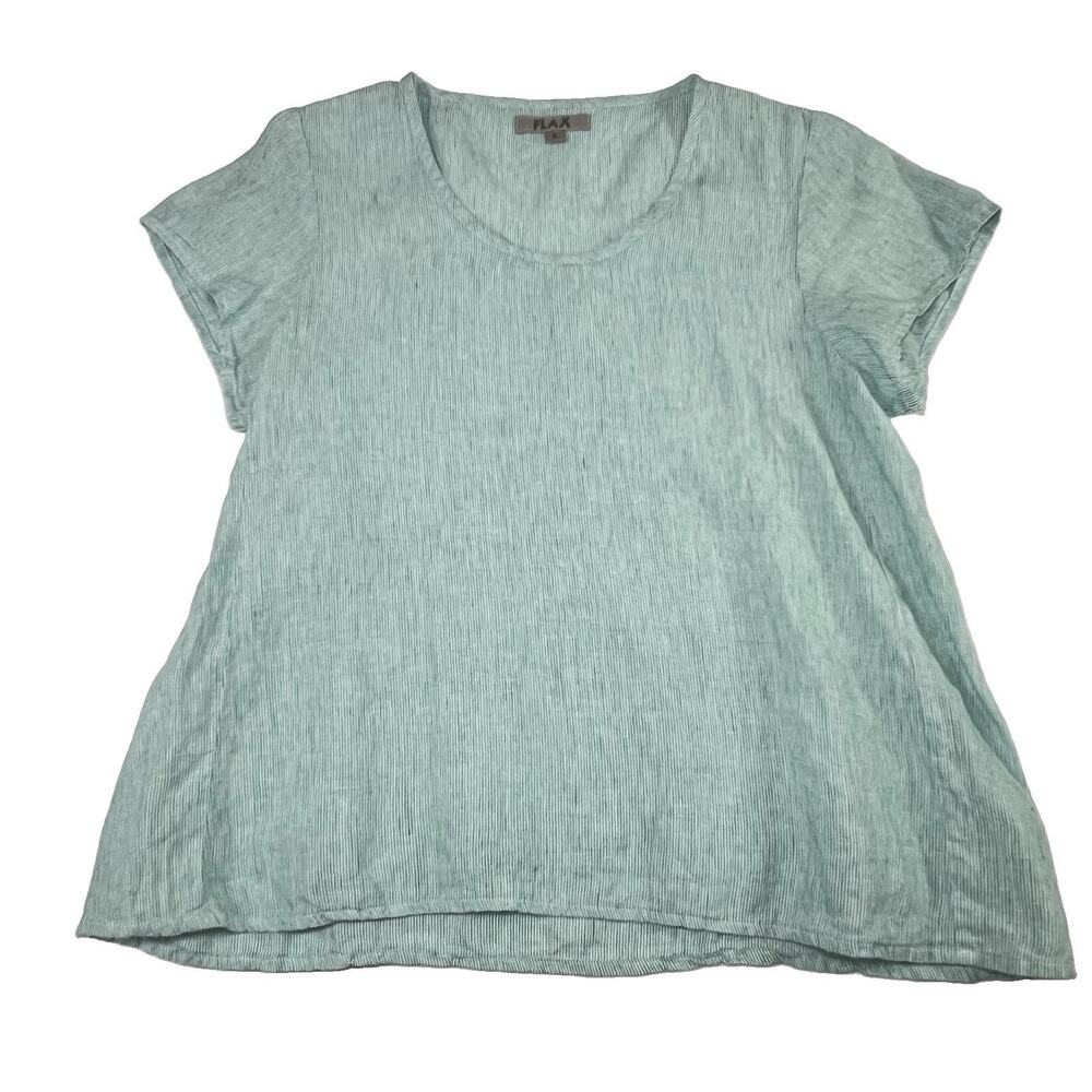 Flax Light Sage Green Short Sleeve Linen Top